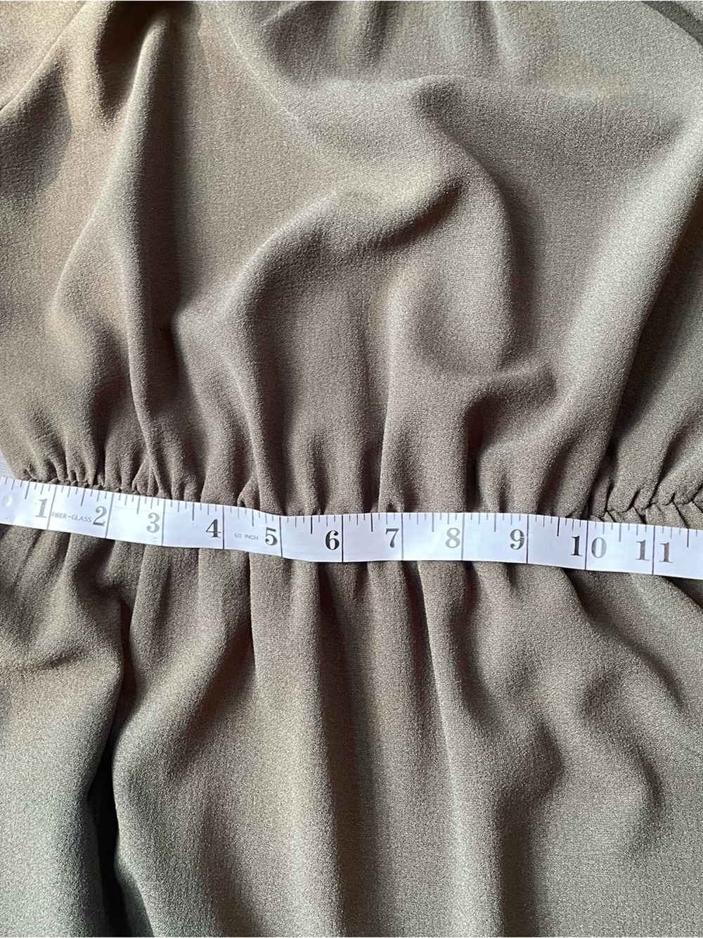 Dark Olive Green Long Sleeve Elastic Waist Dress - Picture 5 of 9